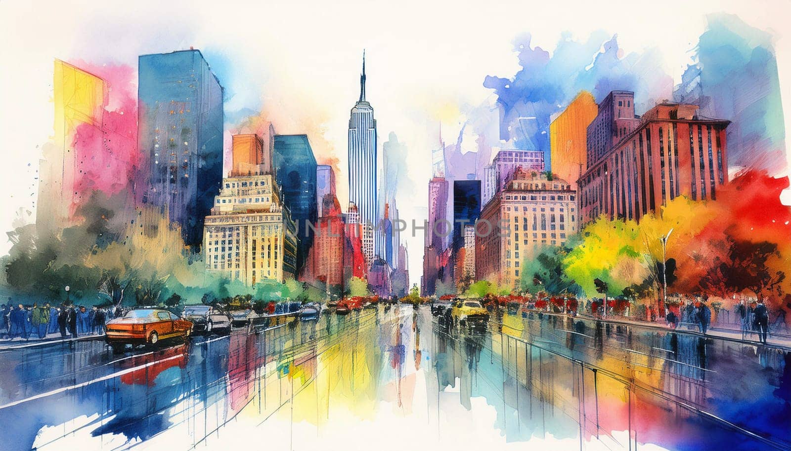 Illustrative Watercolor Image Of New York City