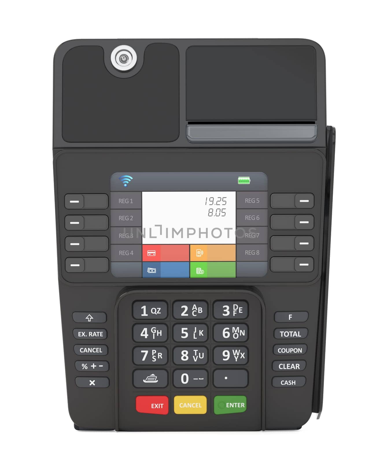 POS Terminal isolated on white background. 3D illustration.