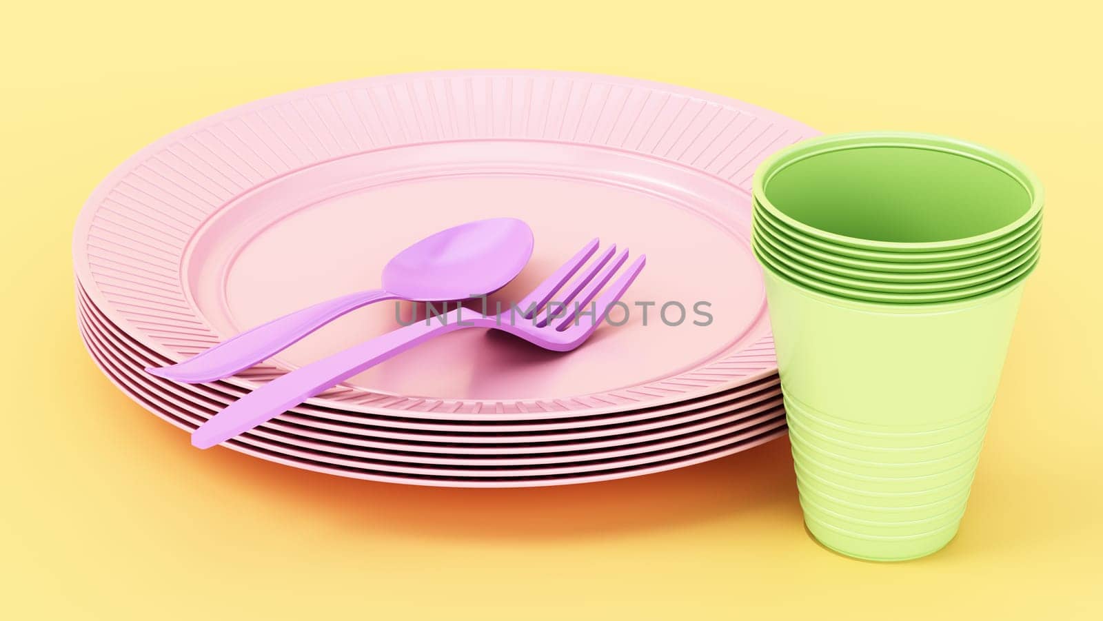Plastic dishware isolated