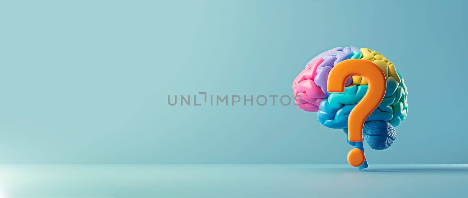 Human brain with a question mark, thought, curiosity and knowledge, searching for answers, creative mind, brainstorming for solution