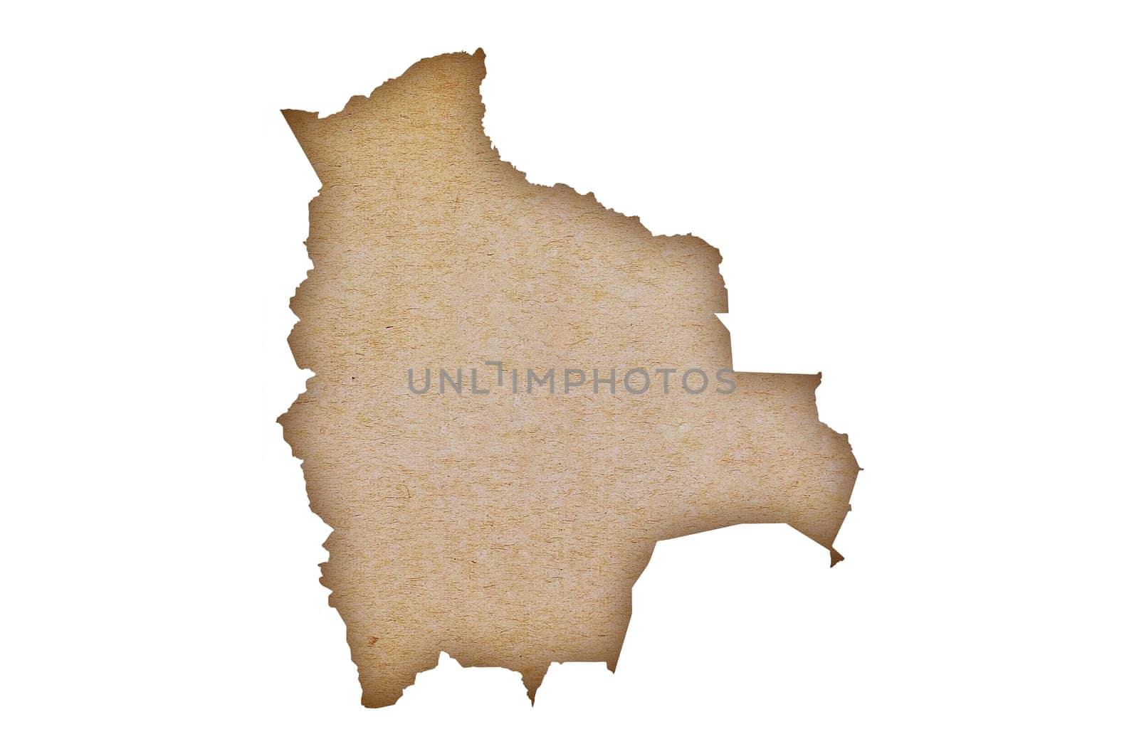 Map of Bolivia on grunge paper