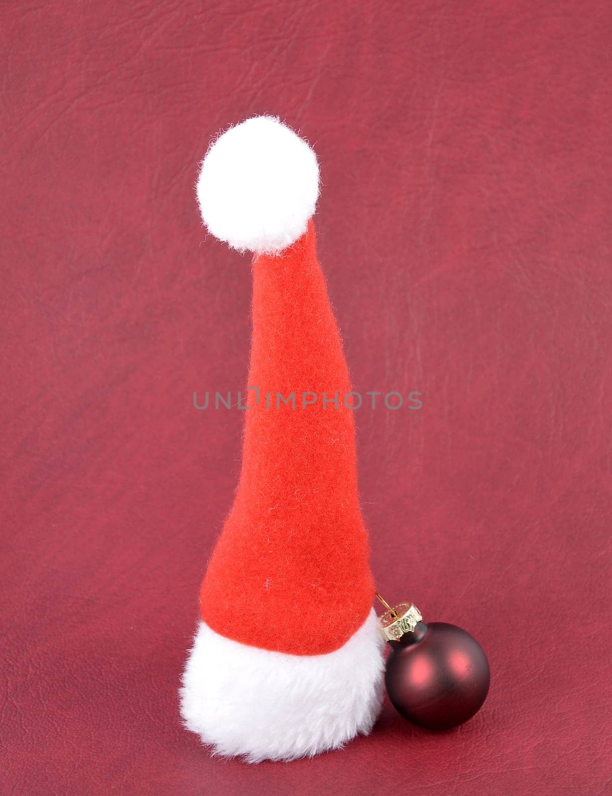 Decoration with Christmas symbols on a red background