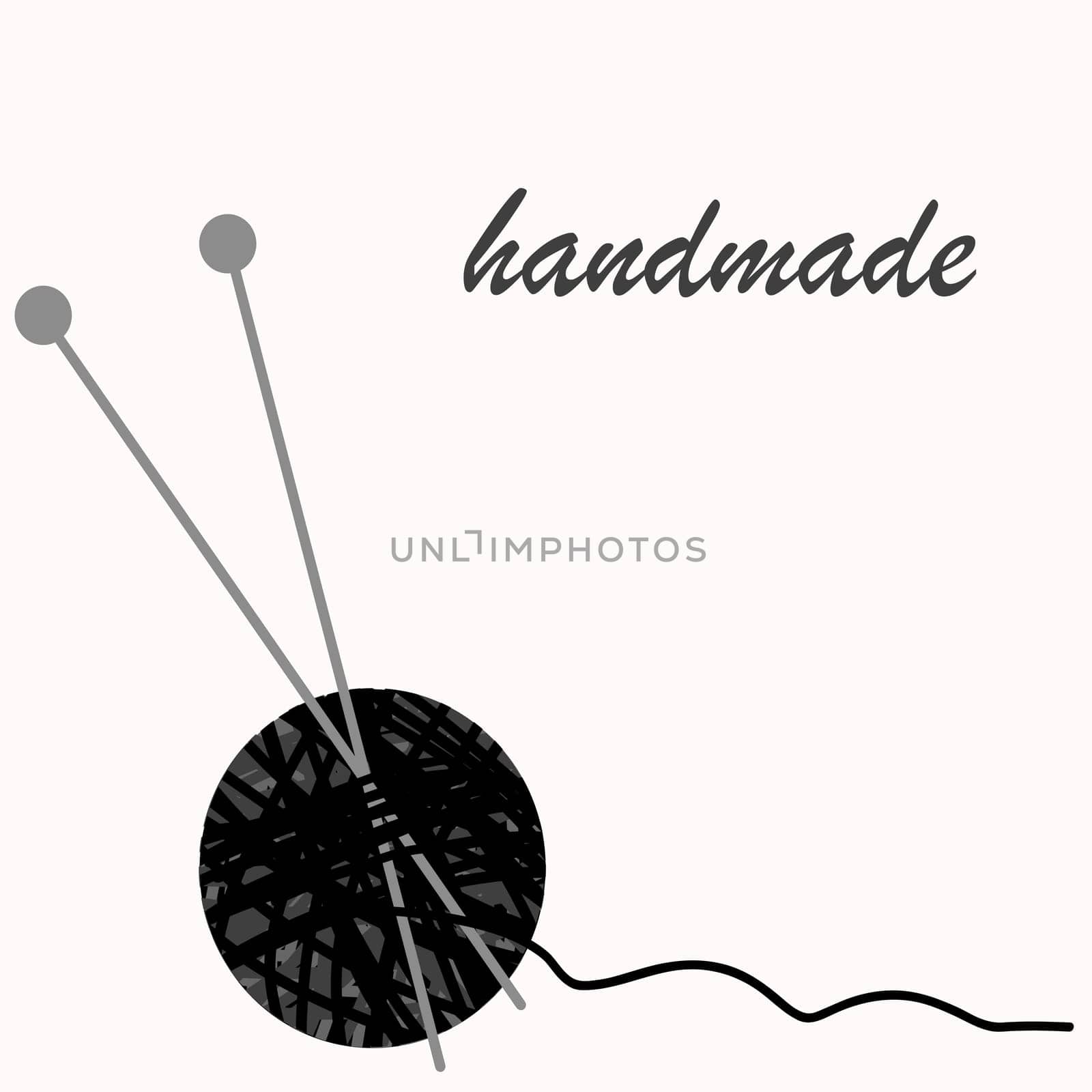Handmade illustration with  knitting needles