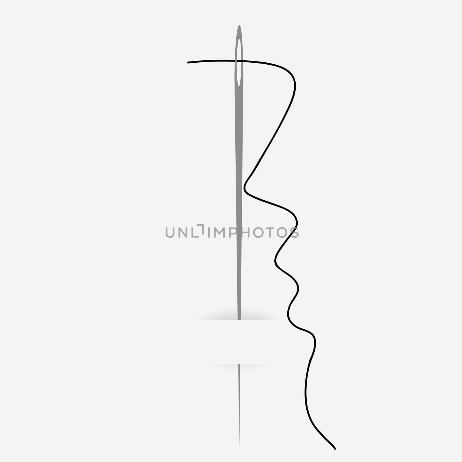 Needle with thin thread stuck in the fabric