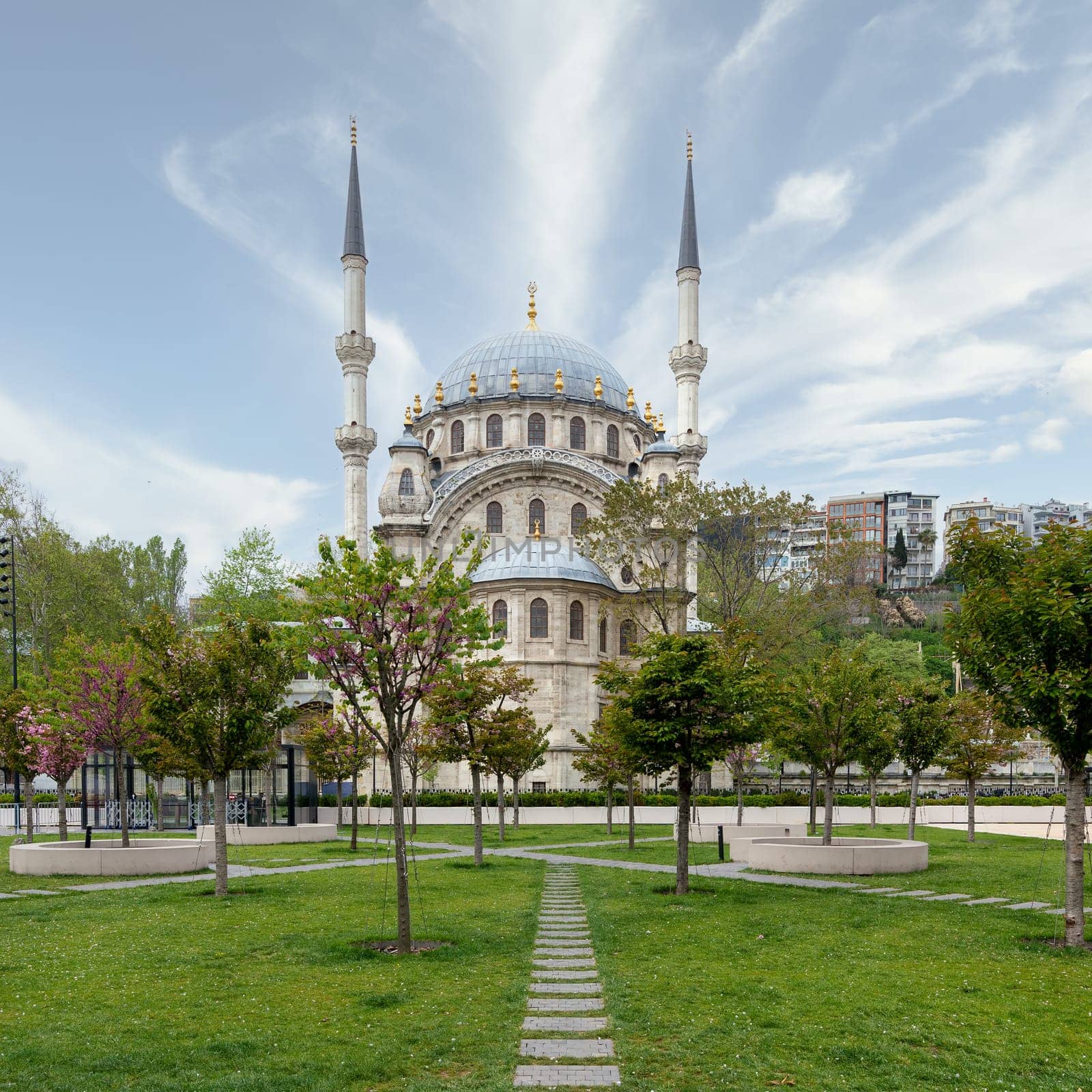 Nusretiye imperial Ottoman ornate Mosque, commissioned by Sultan Mahmut II, located in Tophane district of Beyoglu, Istanbul, Turkey