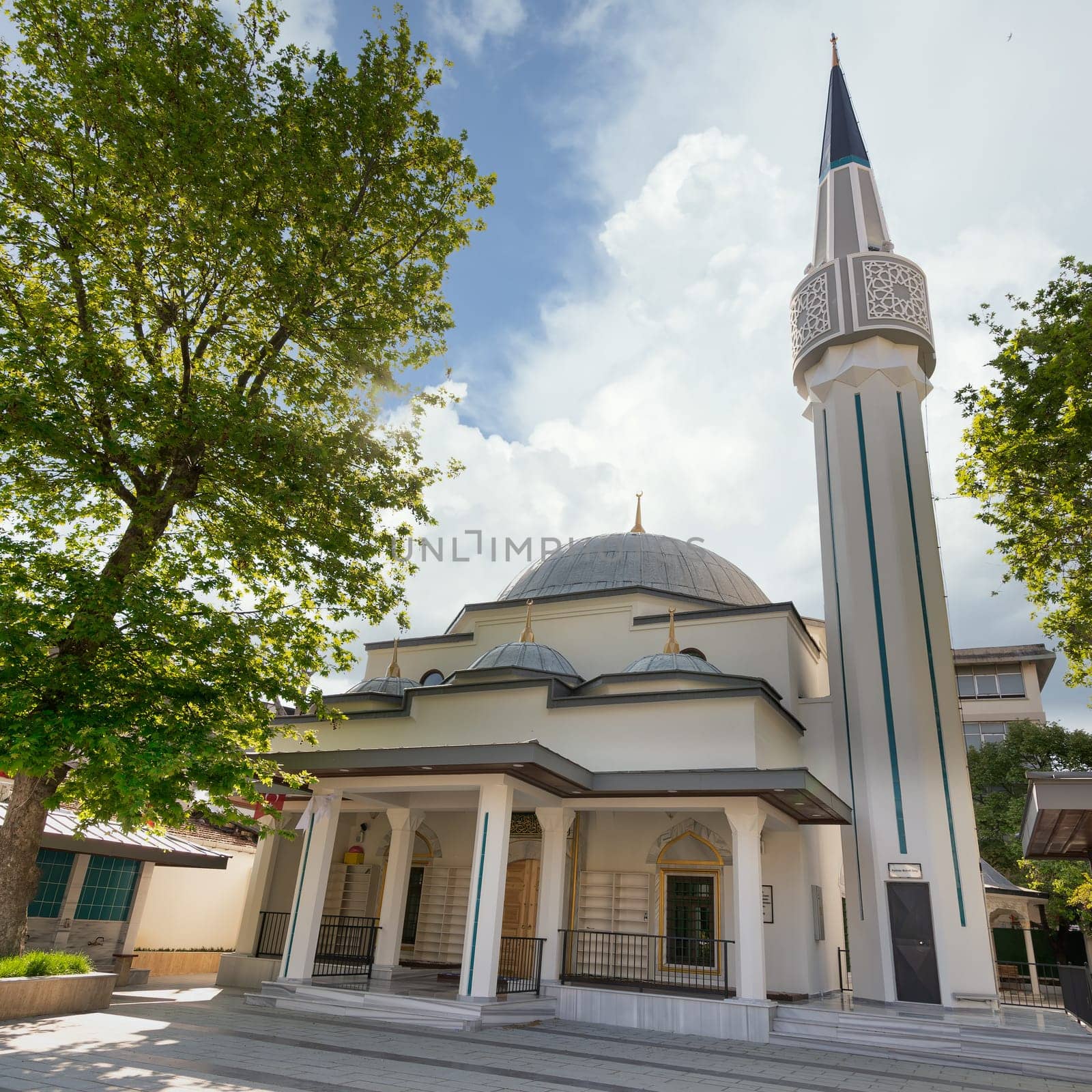 Haci Bedel Mustafa Efendi Camii, aka Osman Efendi Mescidi, a modern design small mosque influenced by Ottoman architecture, located in Mimar Sinan neighborhood, Uskudar district, Istanbul, Turkey