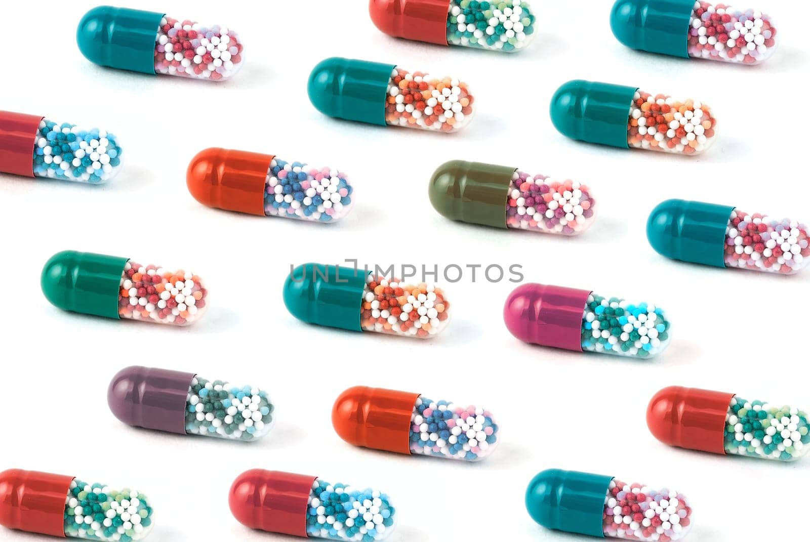 Color Pills pattern on white background