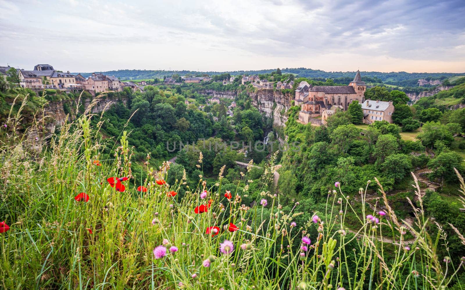 The Trou de Bozouls and Sainte-Fauste church in Aveyron, France