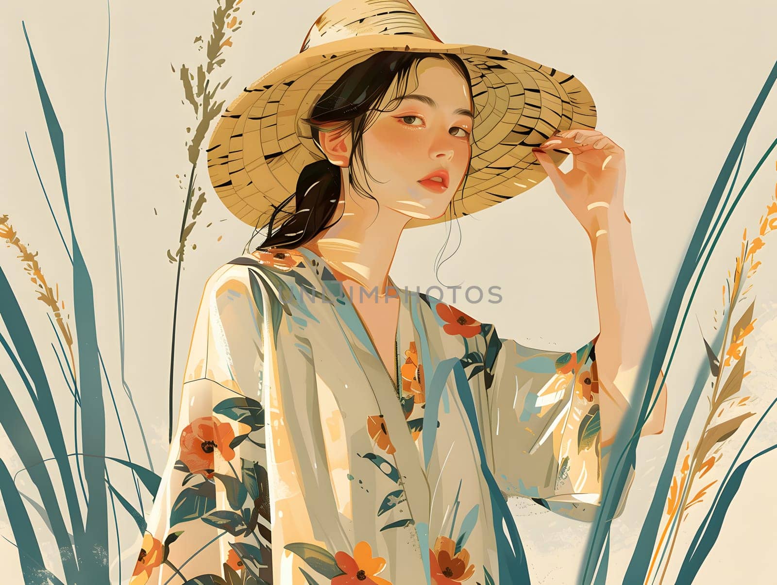 Asian woman in summer clothes