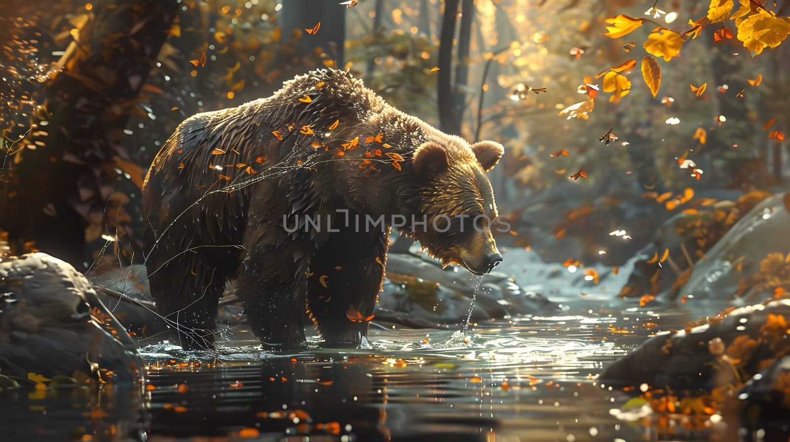 Bear fishing in a flowing stream