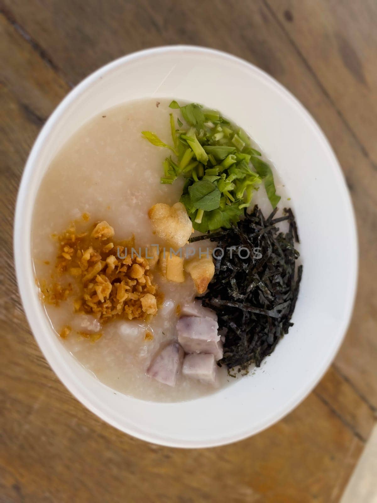 Jasmine rice porridge with mined pork, stock photo