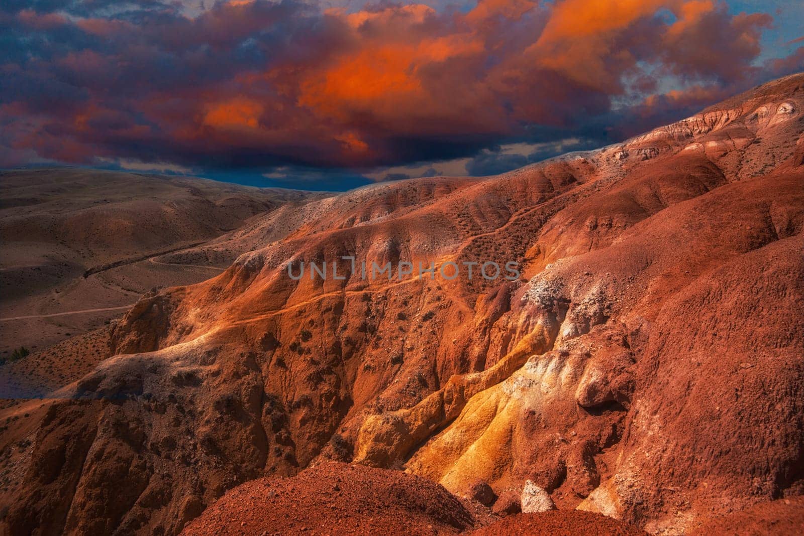 Mars landscape with beauty sky sunset