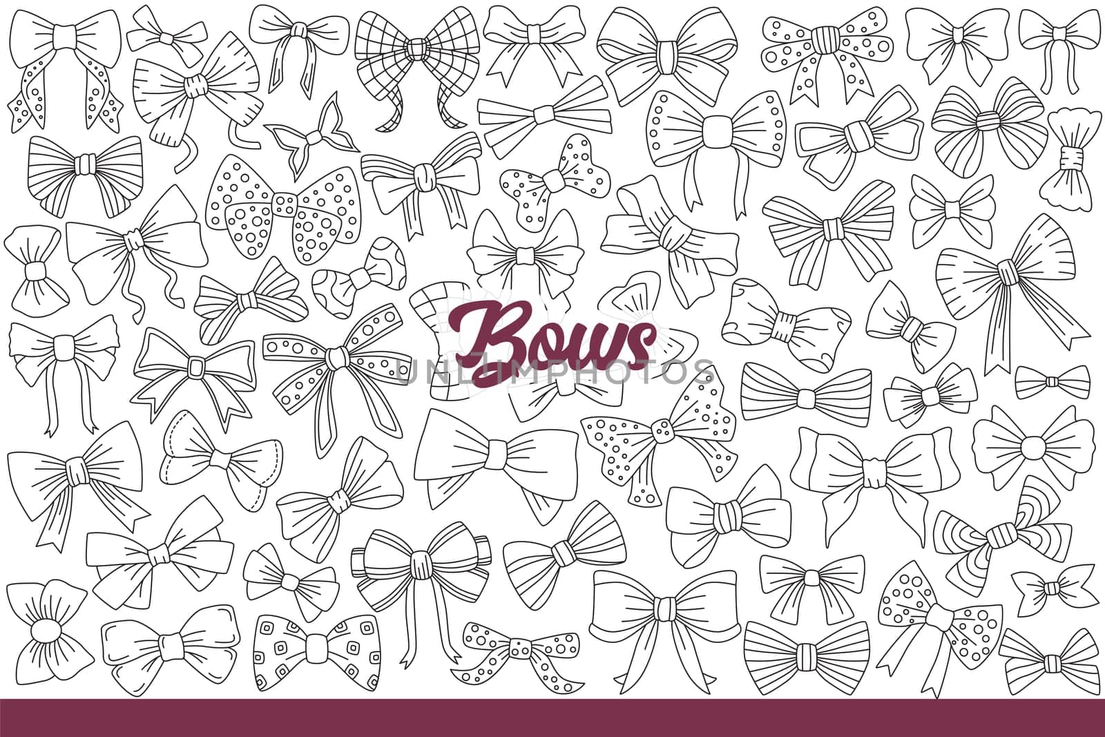 Boy ties for formal look or person using casual style for casual party. Boy ties of various types for businessmen in business suits or teenagers from children disco. Hand drawn doodle