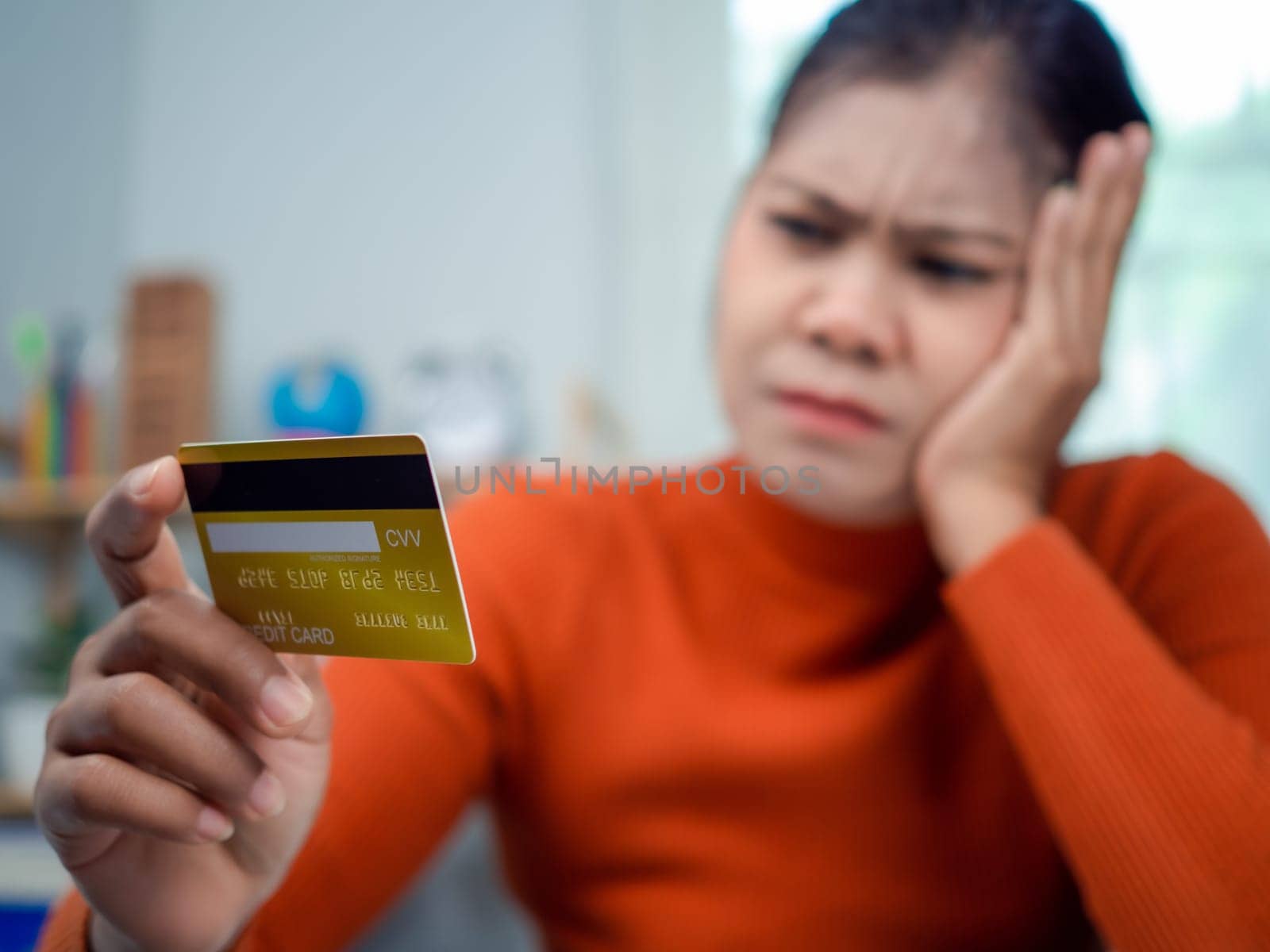 Online banking transaction concept, Woman is dismissal with credit card, Using smartphone shopping online, E Commerce and secure mobile banking concept, Making online payments.