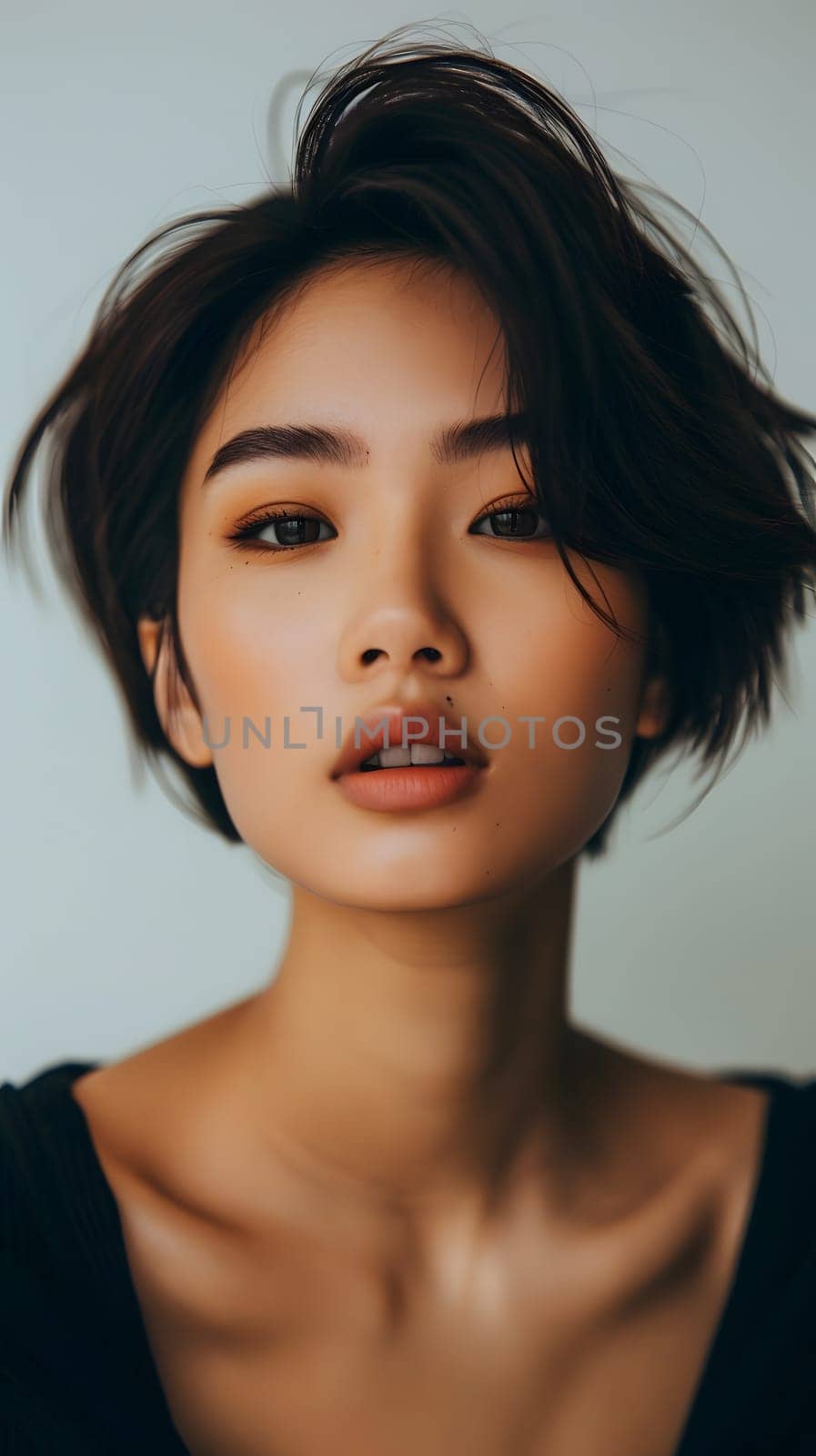 Beautiful asian woman with short haircut