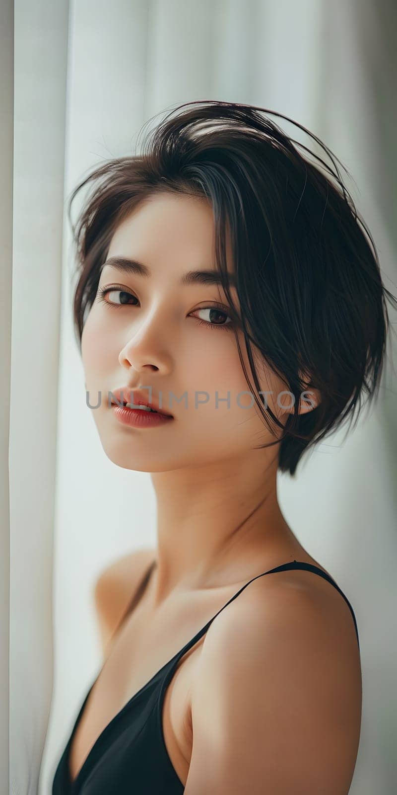 Beautiful asian woman with short haircut