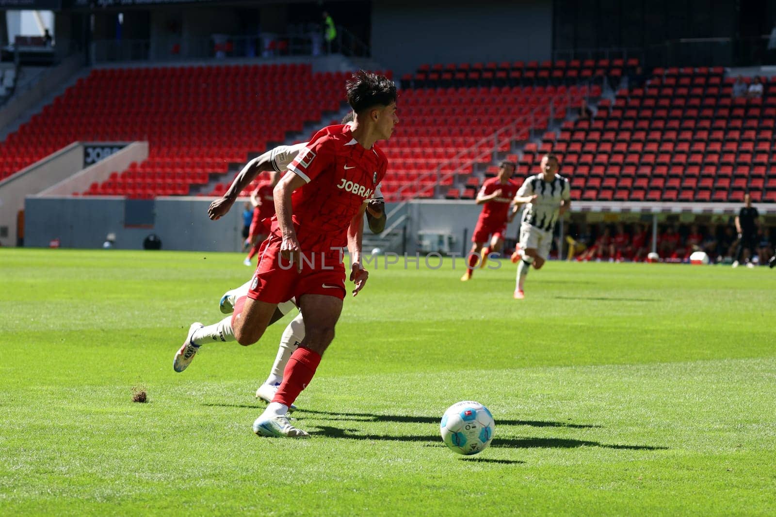Worked hard and scored three times for Freiburg,Marco Wörner (SC Freiburg) in the football test match: SC Freiburg - FC Basel  REGULATIONS PROHIBIT ANY USE OF PHOTOGRAPHS AS IMAGE SEQUENCES AND/OR QUASI-VIDEONann  Photo: Joachim Hahne/johapress