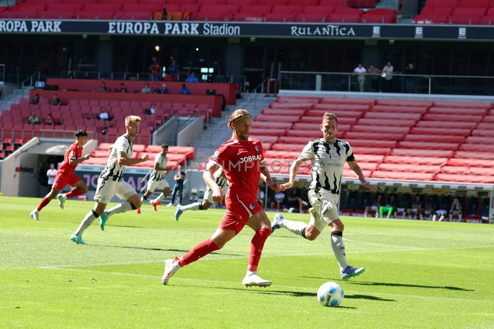 Scored to make it 5-0 for Sportclub,Lucas Höler (SC Freiburg) at the football test match: SC Freiburg - FC Basel  REGULATIONS PROHIBIT ANY USE OF PHOTOGRAPHS AS IMAGE SEQUENCES AND/OR QUASI-VIDEONann  Photo: Joachim Hahne/johapress