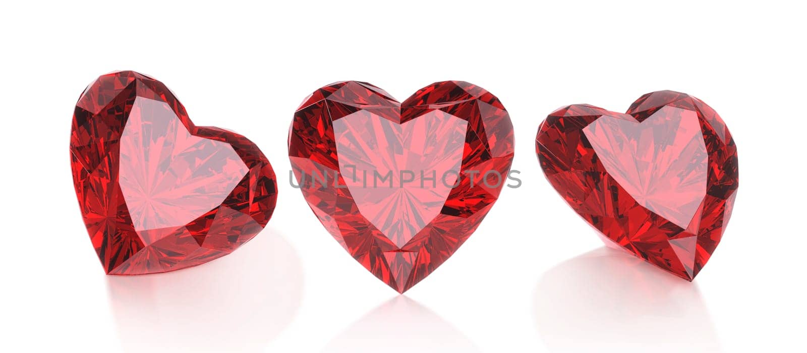Red heart shaped diamond on white background