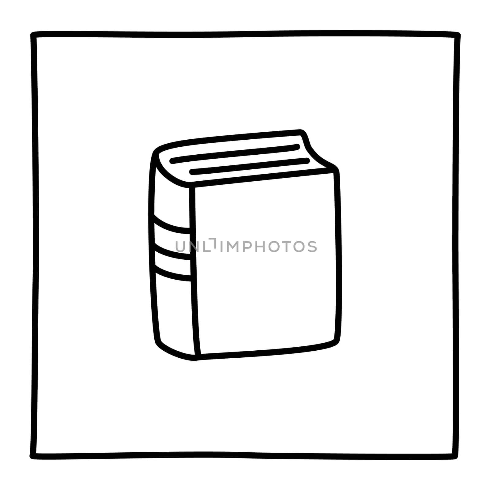 Doodle book icon hand drawn with thin line in minimalistic style. School, college education symbol isolated on white background. Vector illustration