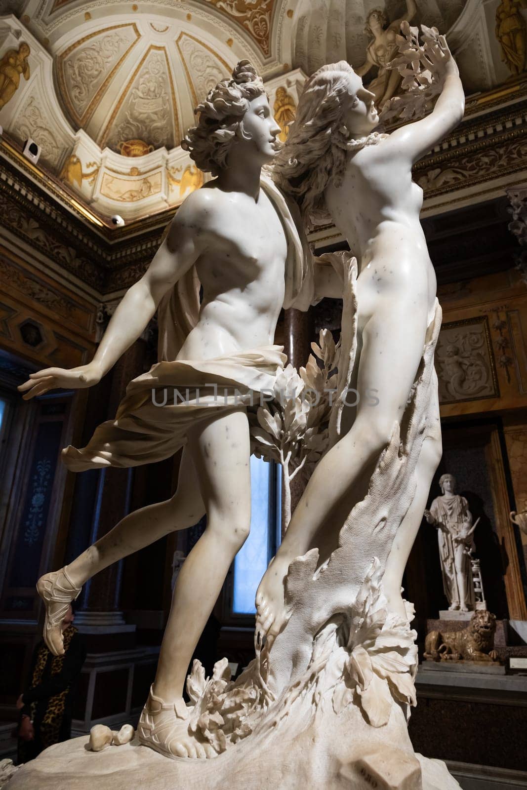 Rome, Italy - 28 December 2023: Borghese Gallery, Apollo and Daphne by Gian Lorenzo Bernini, circa 1625. Carrara marble, h. cm 243