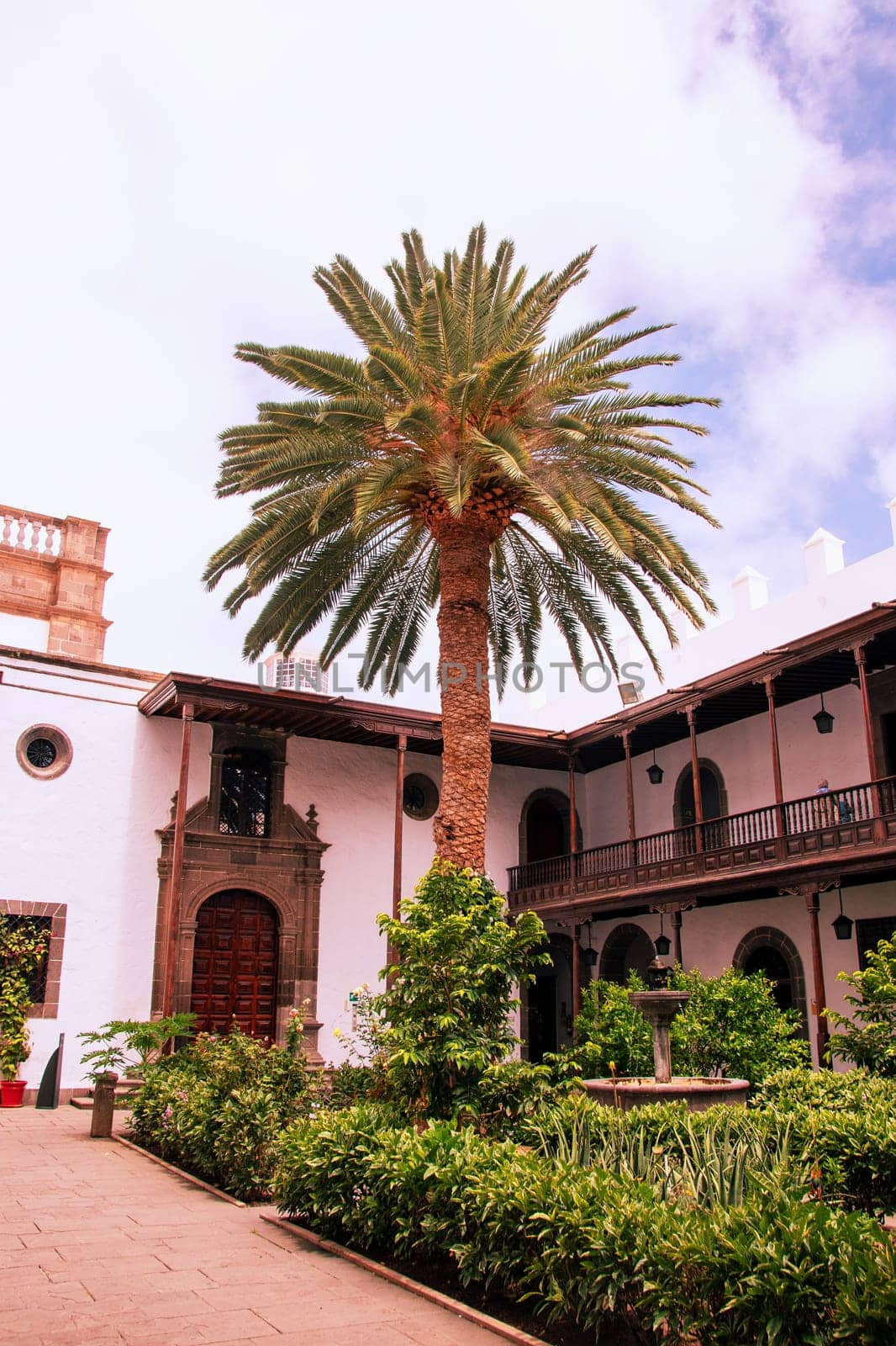 Gran Canaria, Spain, Canary Islands, Las Palmas - Jul 22, 2024. View of the inner courtyard of the Cathedral of Santa Ana in La Vegueta, the oldest historic district of Las Palmas