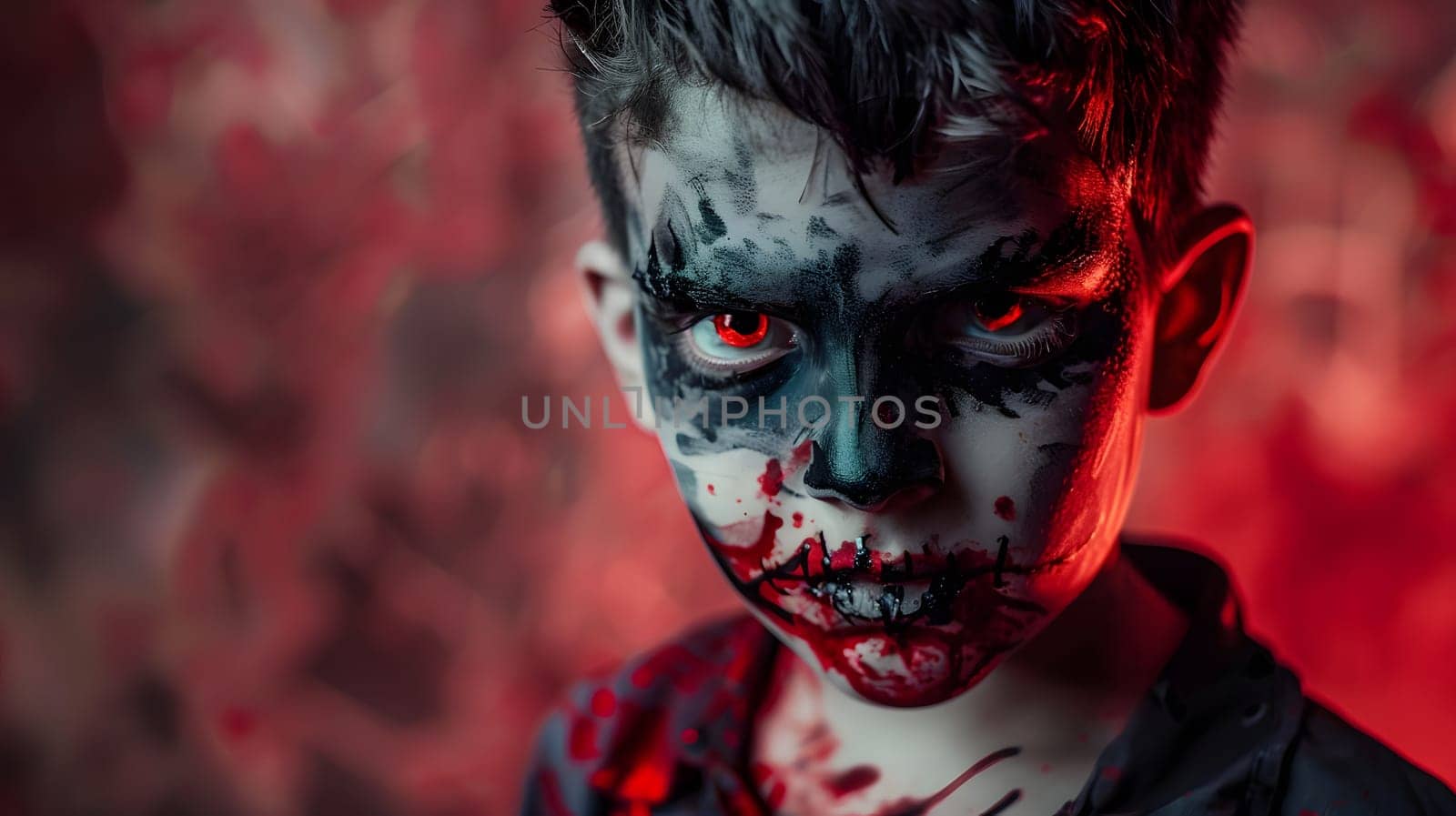 Boy make up as evil for halloween party