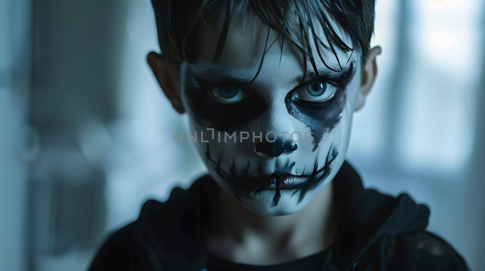 Boy make up as evil for halloween party
