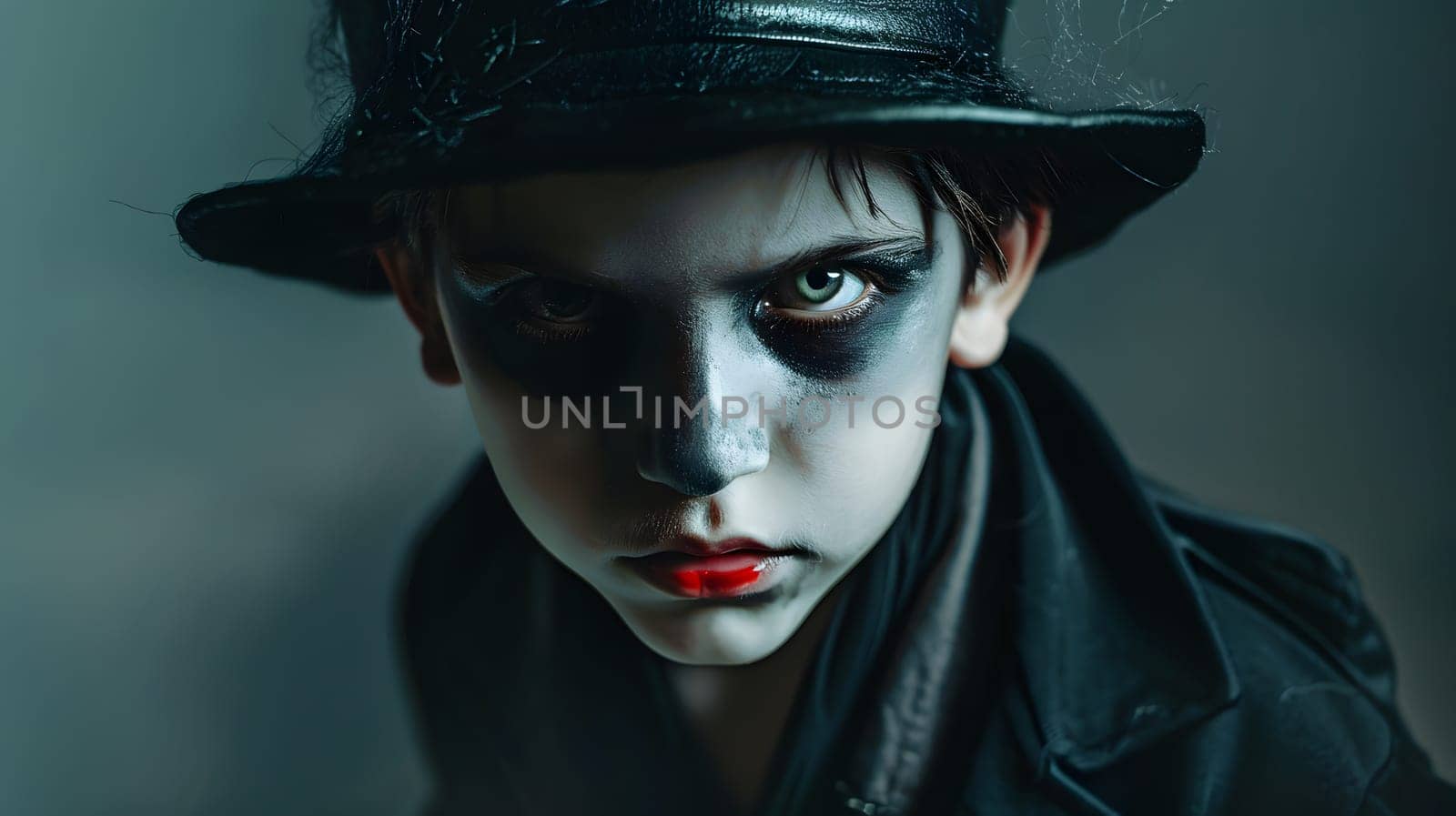 Boy make up as evil for halloween party