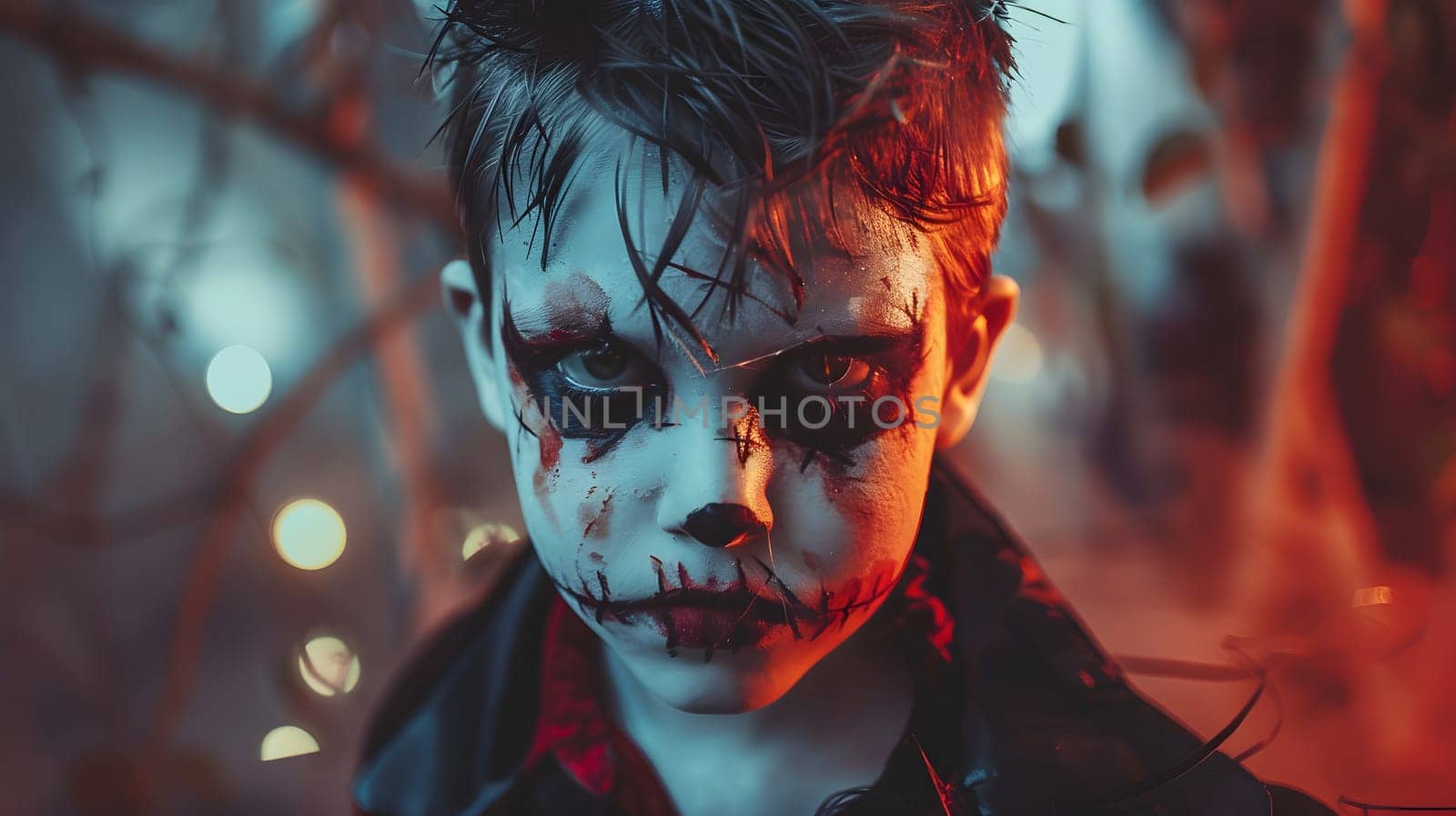 Boy make up as evil for halloween party