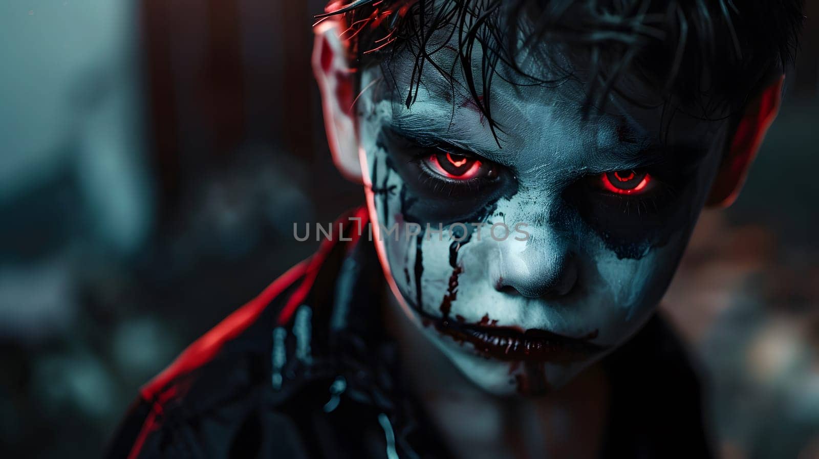 Boy make up as evil for halloween party