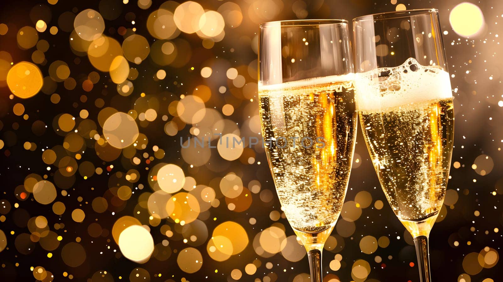 Champagne glasses toasting holidays party sparky particle