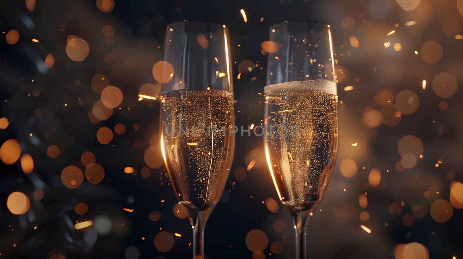 Champagne glasses toasting holidays party sparky particle