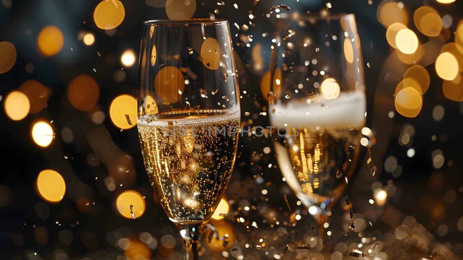Champagne glasses toasting holidays party sparky particle