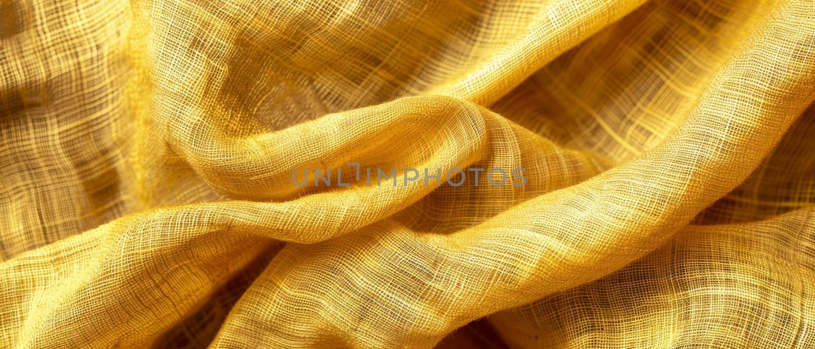 Swirling patterns of a luxe golden fabric with a mesmerizing texture, perfect for opulent design uses