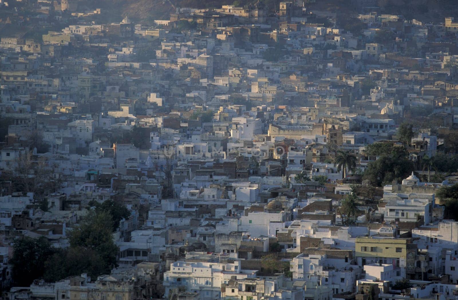 Architectur with Houses in the Town of Udaipur in the Province of Rajasthan in India.  India, Udaipur, January, 1998