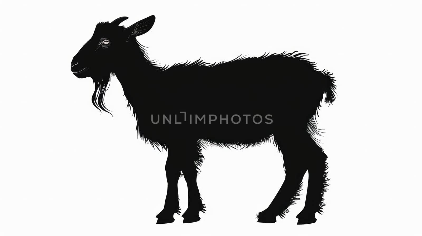 Goat. Pet Silhouette on White Background .