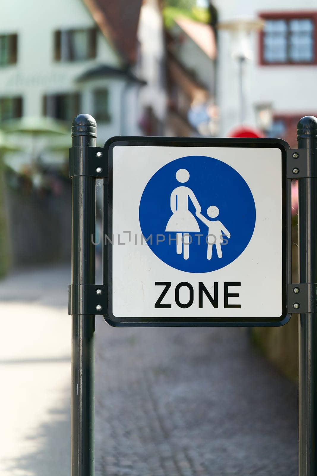 Sign at the beginning of a pedestrian zone in the old town of Meersburg on Lake Constance in Germany