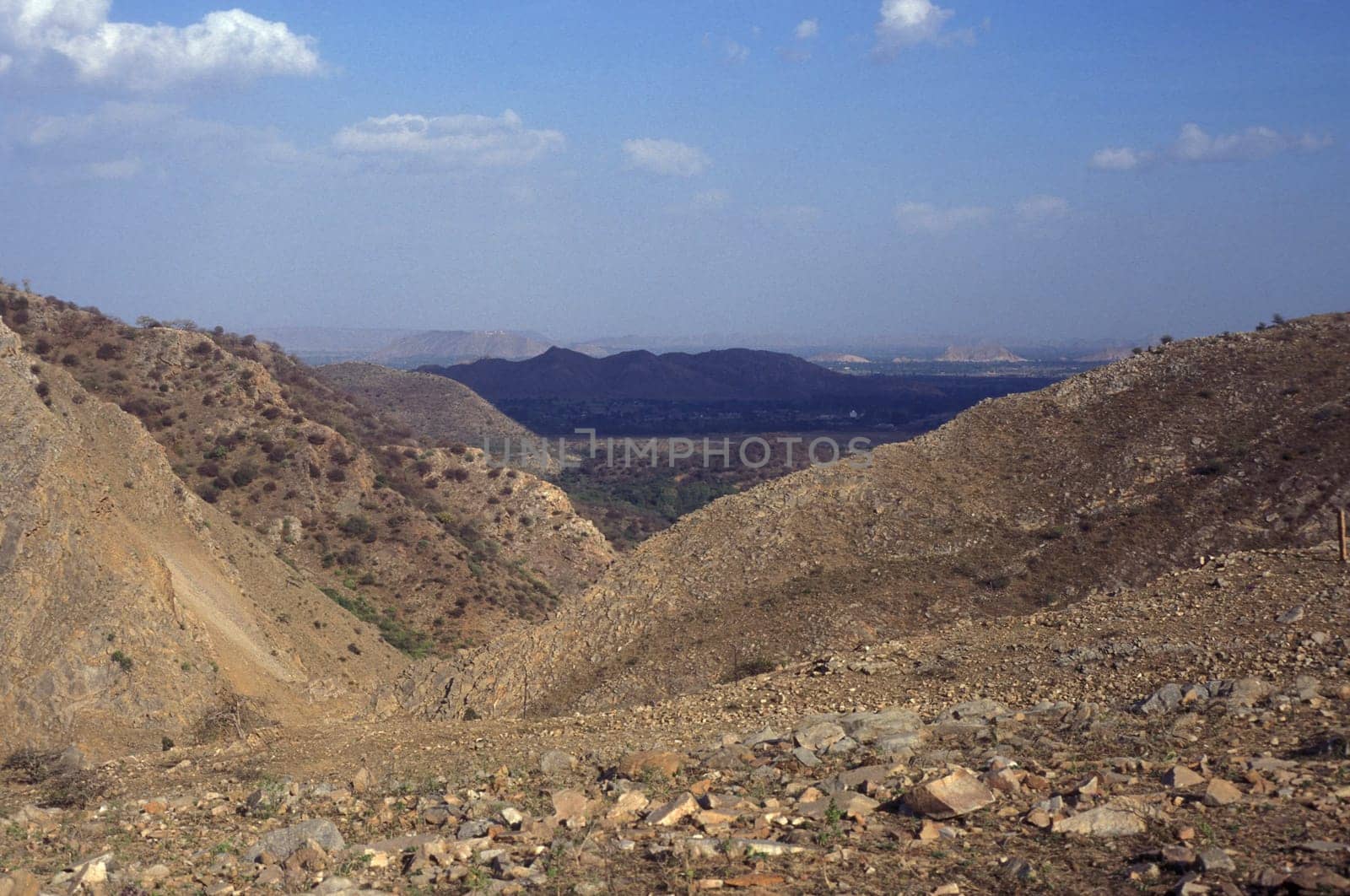 the Landscape of the Desert of Thar near the Town of Jaisalmer in the Province of Rajasthan in India.  India, Jaisalmer, January, 1998