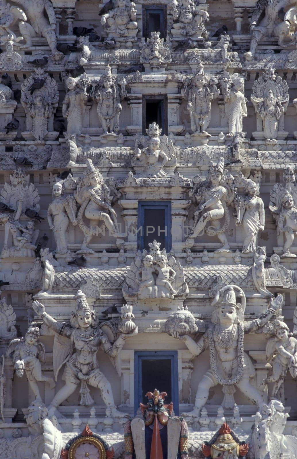 The old Rangji Temple in the Town of Pushkar in the Province of Rajasthan in India.  India, Pushkar, January, 1998