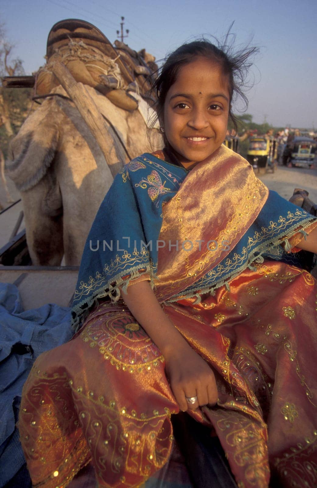 a portrait of a Rajasthani women in the Town of Jaisalmer in the Province of Rajasthan in India.  India, Jaisalmer, January, 1998