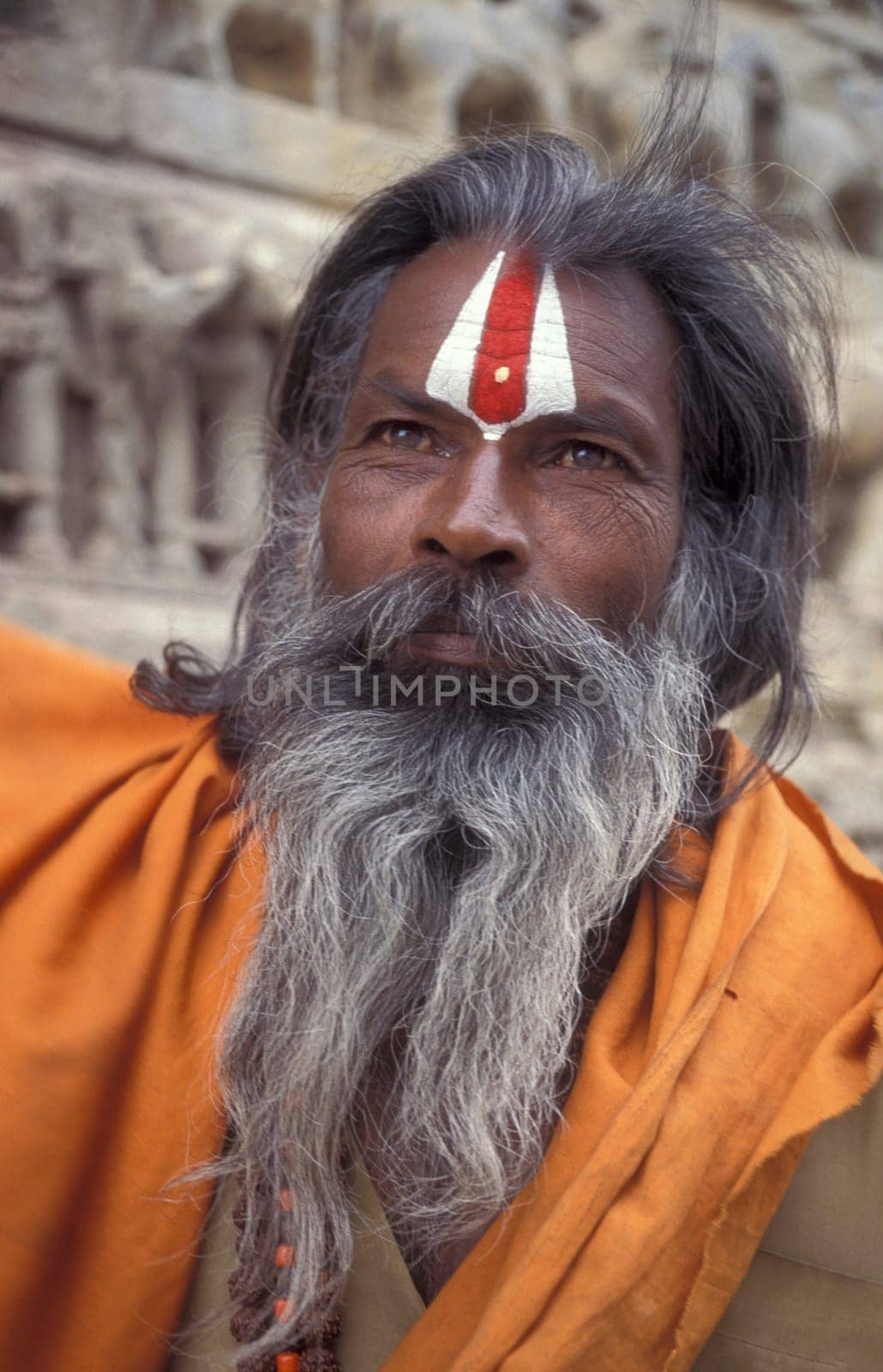 a portrait of a Rajasthani men in the Town of Jaisalmer in the Province of Rajasthan in India.  India, Jaisalmer, January, 1998