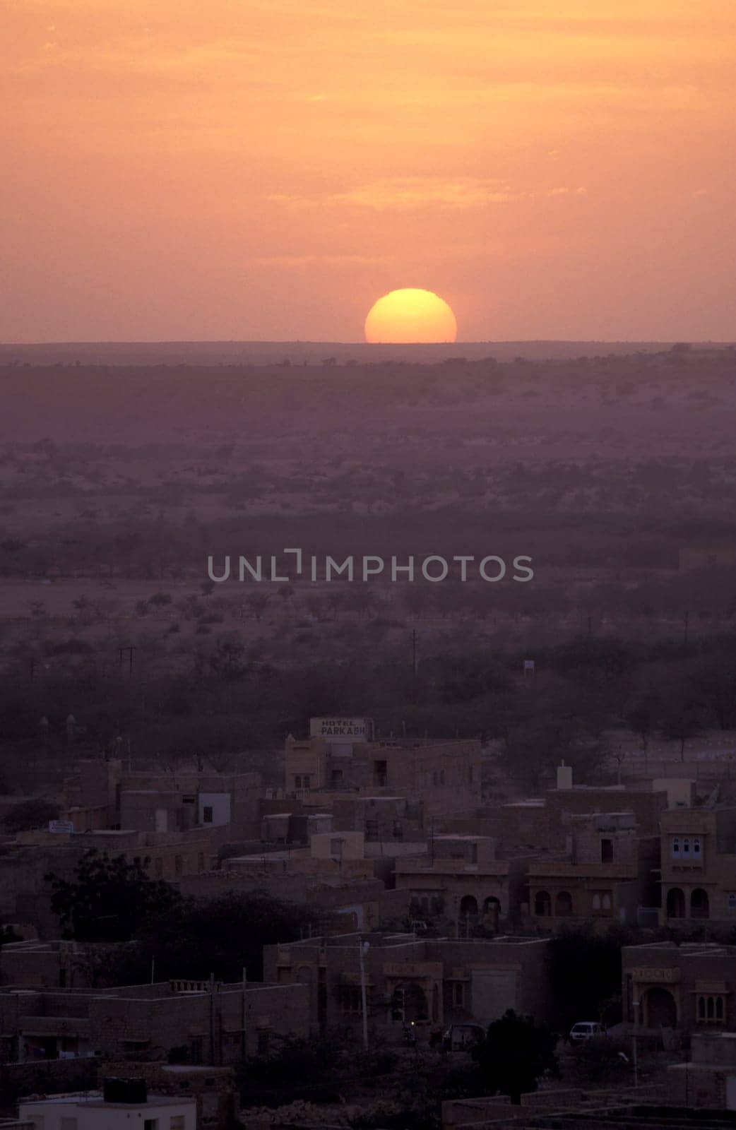 the Landscape of the Desert of Thar near the Town of Jaisalmer in the Province of Rajasthan in India.  India, Jaisalmer, January, 1998