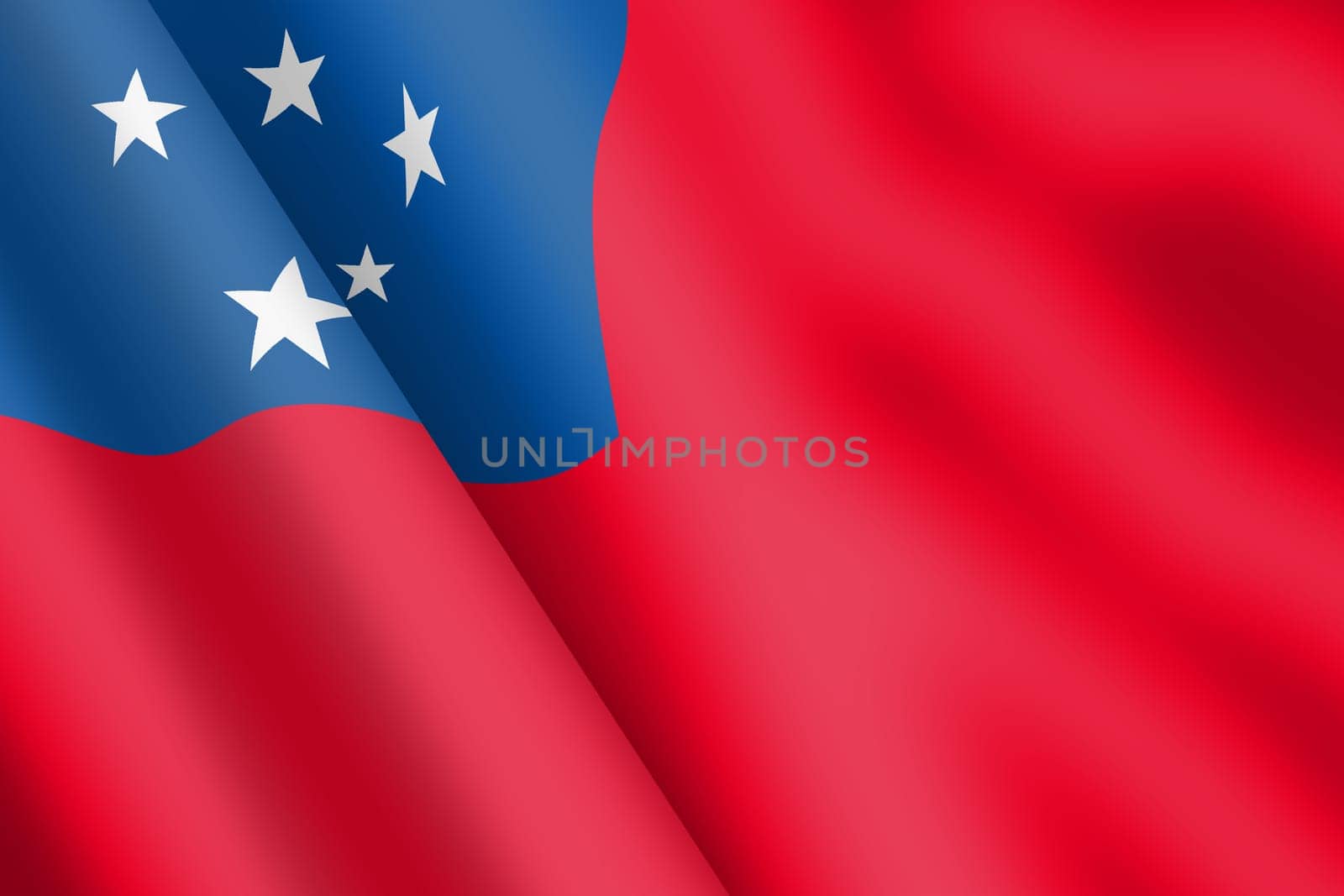 A Western Samoa flag 3d illustration wind ripple