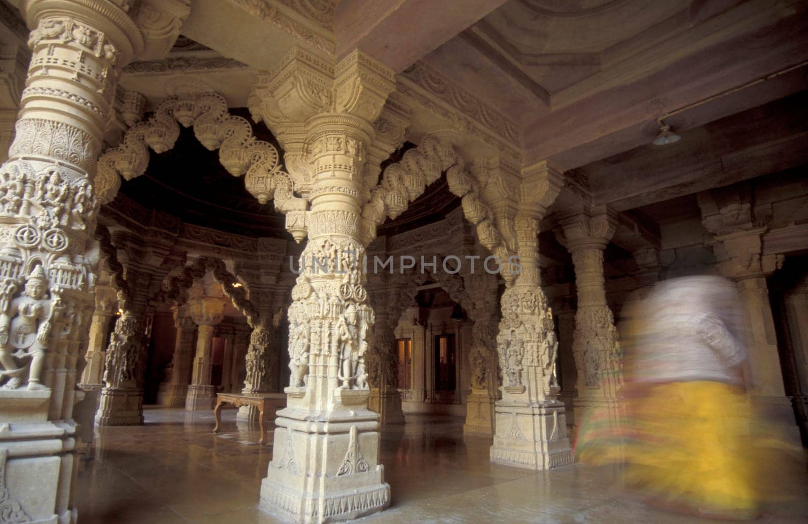 The inside oft the Jain Temple in the Jaisalmer Fort in the city of Jaisalmer in the Province of Rajasthan in India.  India, Jaisalmer, January, 1998