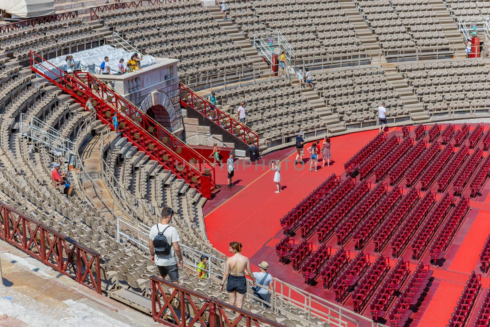 Verona, Italy: July 27, 2024: The Verona Arena (Arena di Verona) is a Roman amphitheatre on Piazza Bra in Verona