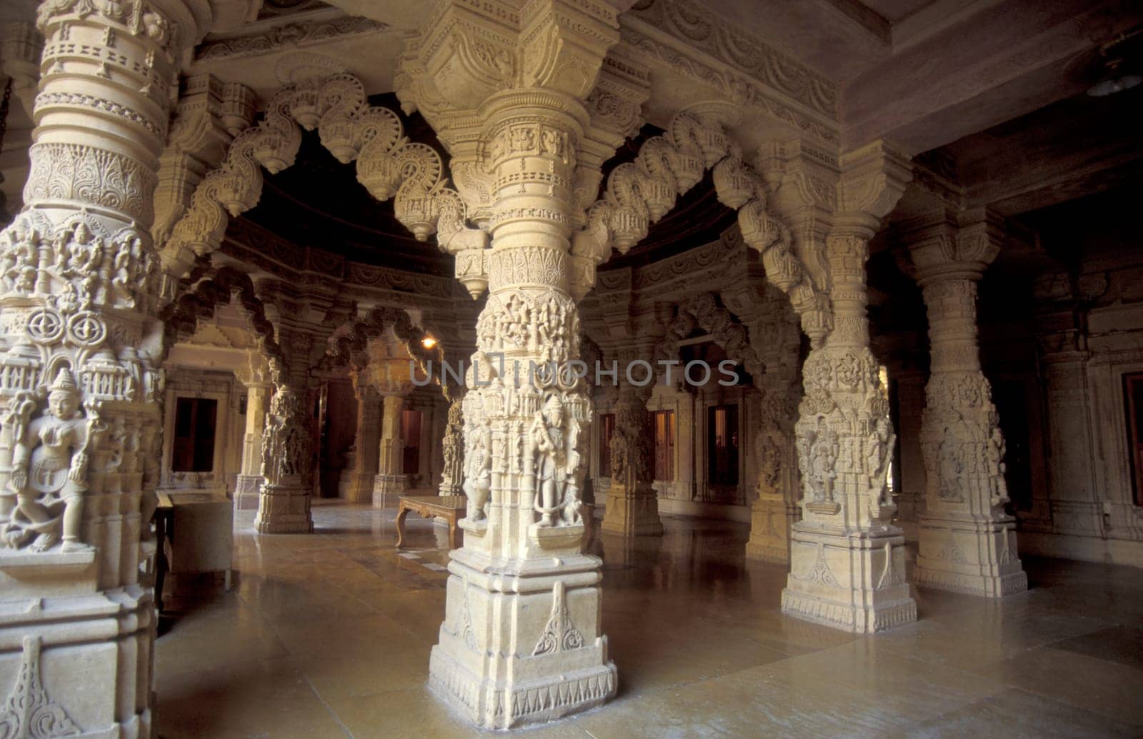 The inside oft the Jain Temple in the Jaisalmer Fort in the city of Jaisalmer in the Province of Rajasthan in India.  India, Jaisalmer, January, 1998