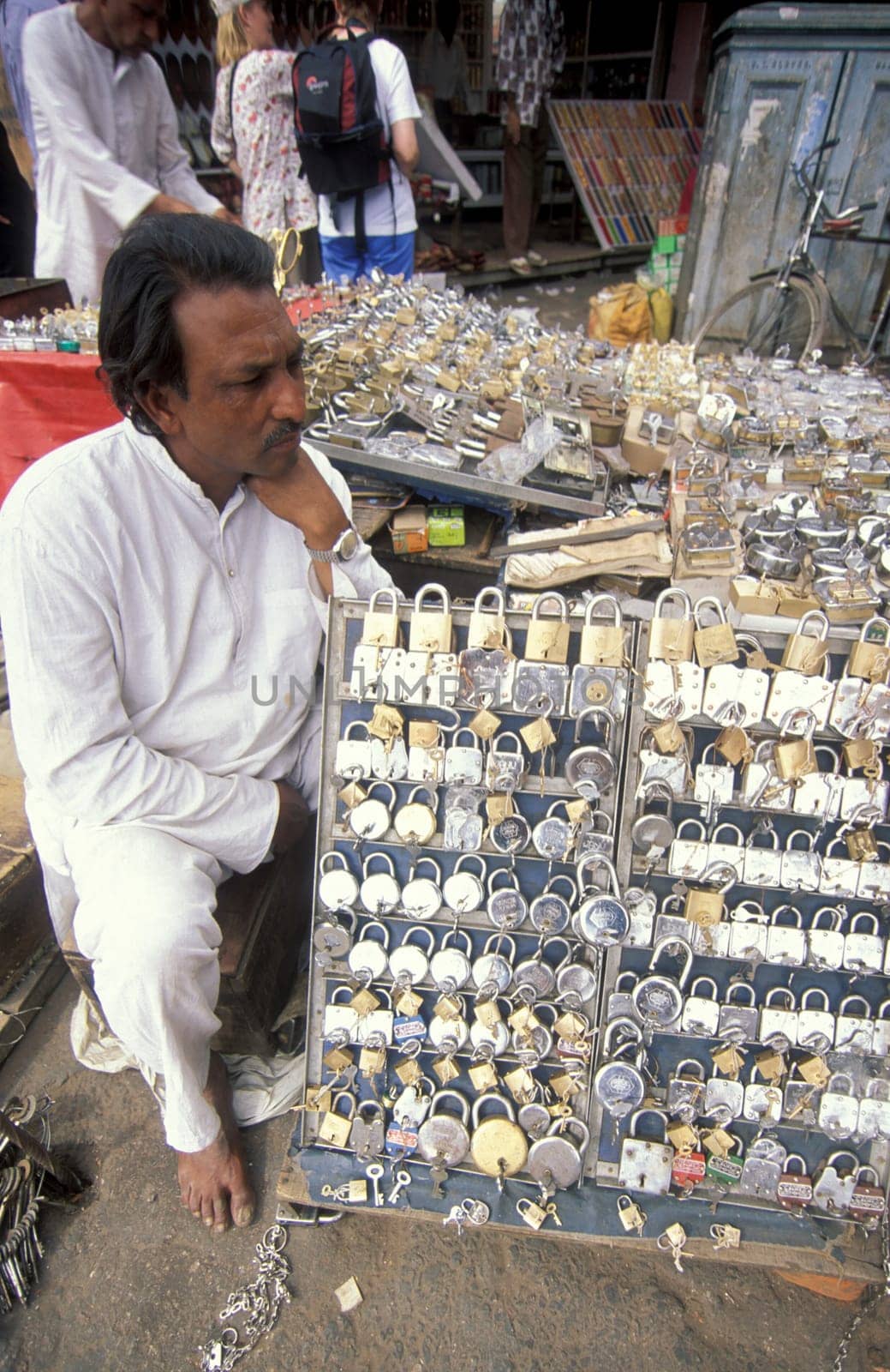 a key lock shop in the City of Jaipur in the Province of Rajasthan in India.  India, Jaipur, January, 1998