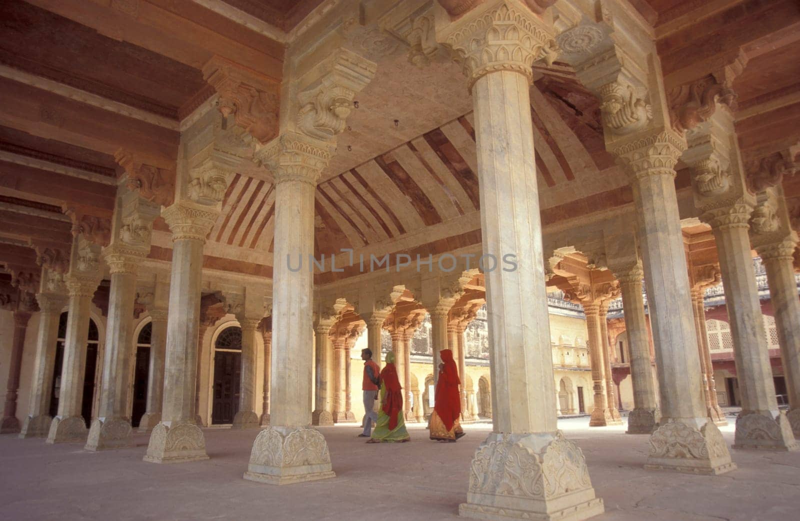 inside at the Amber Fort in the City of Jaipur in the Province of Rajasthan in India.  India, Jaipur, January, 1998