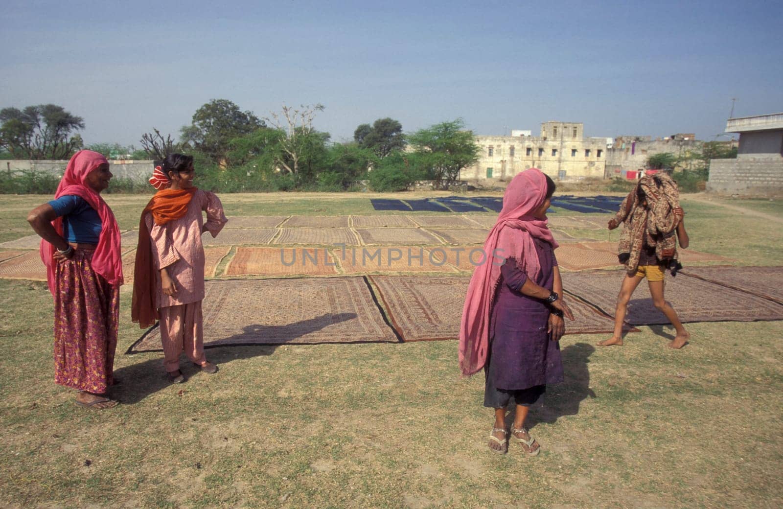 Working People in a textile coloring and dryeing Factory in the City of Jaipur in the Province of Rajasthan in India.  India, Jaipur, January, 1998